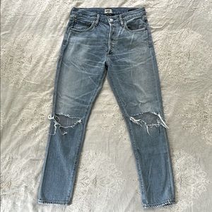 Women’s Citizens of Humanity Liya High Rise Classic Fit Crop Distressed Size 26